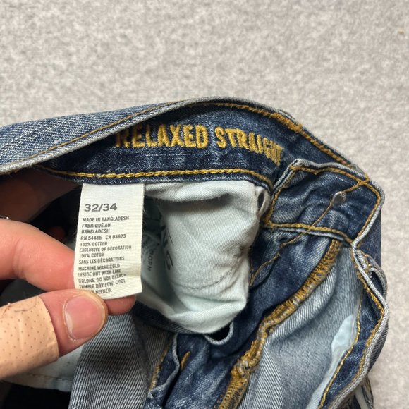 American Eagle Jeans Mens 32x34 Blue Relaxed Straight 100% Cotton (Meas 33x33) - Picture 9 of 11